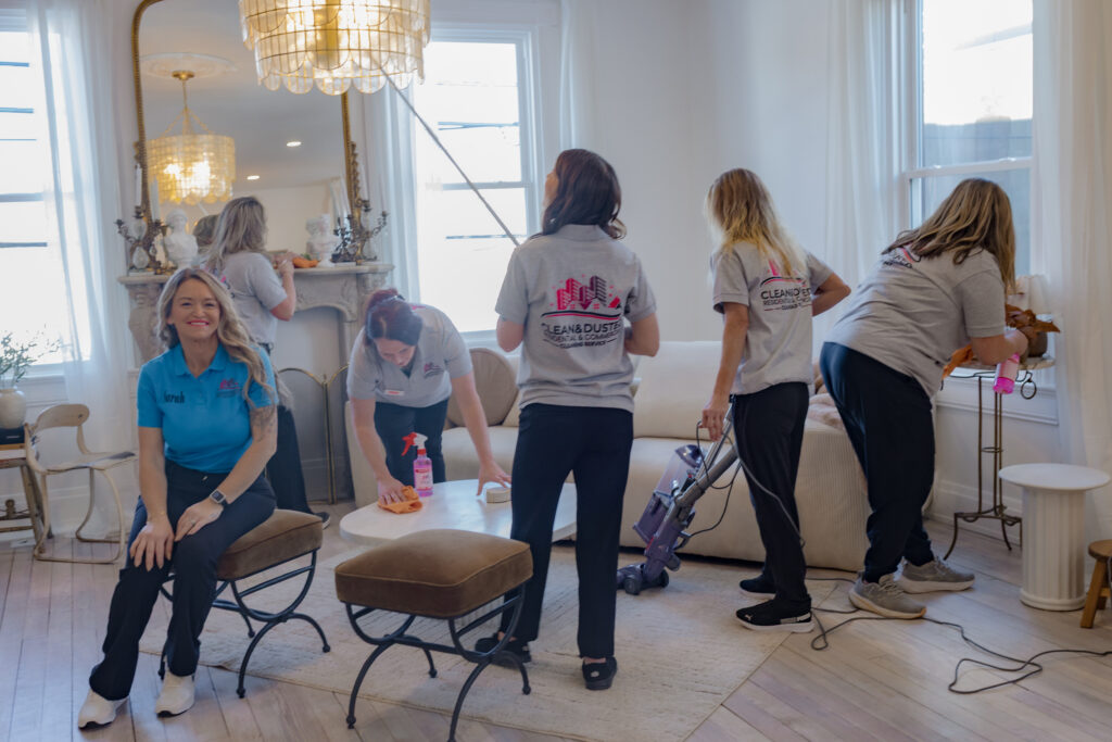 Clean and Dusted crew cleaning a Villa Hills, KY living room