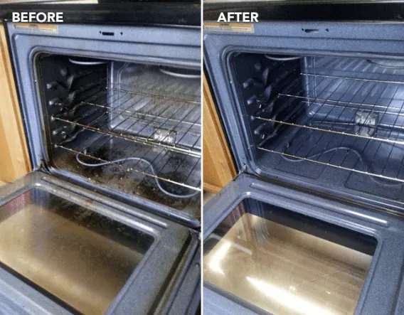 Oven before and after deep cleaning